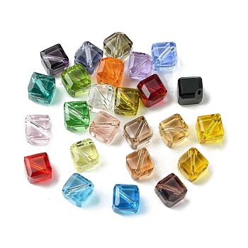 Glass Imitation Austrian Crystal Beads, Faceted, Square, Mixed Color, 7x7x7mm, Hole: 0.9mm