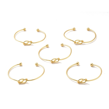 Rack Plating Brass Knot Open Cuff Bangle for Women, Cadmium Free & Lead Free & Nickle Free, Real 18K Gold Plated, Inner Diameter: 2-1/2 inch(6.2~6.4cm)