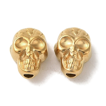 Halloween Ion Plating(IP) 304 Stainless Steel Beads, Skull, Golden, 11.5x9x7mm, Hole: 2mm