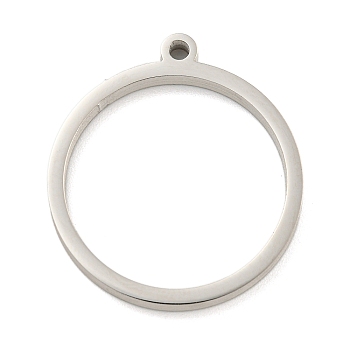 Non-Tarnish 304 Stainless Steel Laser Cut Pendants, Ring Charm, Stainless Steel Color, 27.5x25x3mm, Hole: 2mm