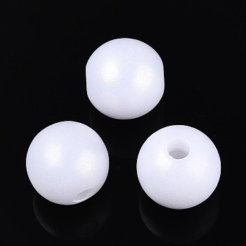 Rubberized Style Rainbow Opaque Acrylic Beads, Iridescent, Round, WhiteSmoke, 12mm, Hole: 3mm, about 625pcs/500g