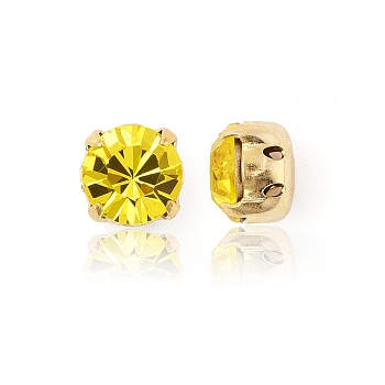Preciosa&reg MAXIMA Crystal in Sew-On Cup, Czech Crystal, with Brass Prong Settings, 719 37 081 Chaton(Round), Golden, 80310 Citrine, SS39(8.15~8.4mm)