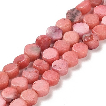 Natural Dolomite Beads Strands, Dyed, Hexagon, Light Coral, 7x6x3mm, Hole: 1.2mm, about 66pcs/strand, 16.34 inch(41.5cm)