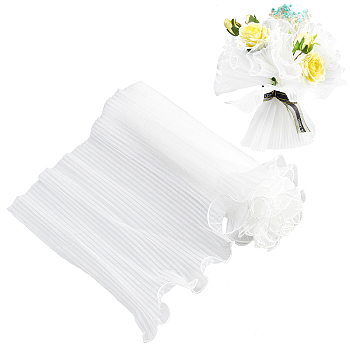 Nbeads 2Bags Pleated Gauze Yarn Flower Bouquets Wrapping Packaging, Suitable for Mother's Day Gift Giving Decoration, White, 4572x280mm, 5yards/bag