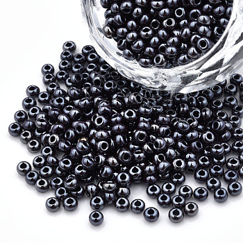 8/0 Czech Opaque Glass Seed Beads, Lustered, Round, Indigo, 3x2mm, Hole: 1mm, about 500g/bag