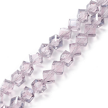 Electroplate Transparent Glass Beads Strands, Faceted, Cube, Gray, 9x9.5x9.5mm, Hole: 1.4mm, about 72pcs/strand, 23.86''(60.6cm)