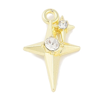 Rack Plating Alloy Crystal Rhinestone Pendants, Cadmium Free & Nickel Free & Lead Free, Star, Golden, 19x12x4mm, Hole: 1.6mm