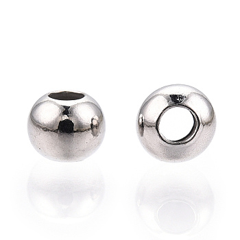 Rhodium Plated 925 Sterling Silver Beads, Round, Real Platinum Plated, 3x2.5mm, Hole: 1.4mm