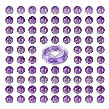 100Pcs 8mm Natural Amethyst Round Beads(DIY-LS0002-40)-2