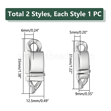 unicraftale 2pcs 2 styles 304 fermoirs de boîte en acier inoxydable(STAS-UN0053-37)-3