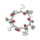 Boîte-cadeau de noël et bracelet à breloques en alliage arbre et flocon de neige et renne avec perle de verre(BJEW-TA00097)-1