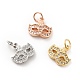 Mask Brass Micro Pave Clear Cubic Zirconia Charms(KK-G425-08)-1