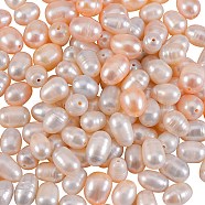 2 Style Natural Cultured Freshwater Pearl Beads Strands, Oval, Antique White, 2strand/style(PEAR-SZ0001-06)