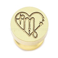 Constellation Golden Tone Wax Seal Brass Stamp Heads, for Invitations, Envelopes, Gift Packing, Virgo, 15x14mm, Inner Diameter: 7mm(STAM-P002-02G-02)