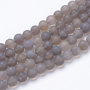 Natural Agate Stone Beads Strands, Frosted Style, Round, 10~10.5mm, Hole: 1.2mm, about 37~40pcs/strand, 14.9~15.1 inch(38~38.5cm)(X-G-T055-10mm-08)