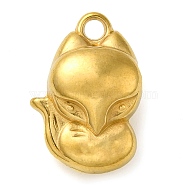 Ion Plating(IP) 304 Stainless Steel Pendants, Fox Charm, Real 18K Gold Plated, 20x14x9mm, Hole: 2.5mm(STAS-M070-01G)