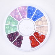 Resin Cabochons, Nail Art Decoration Accessories, Dome/Half Round, Mixed Color, 6x3mm, 5pcs/compartment, 60pcs/box(MRMJ-Q040-01)