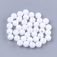 Opaque Plastic Beads, Round, White, 6x5.5mm, Hole: 1.8mm, about 4790pcs/500g(KY-T005-6mm-601)