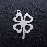 201 Stainless Steel Hollow Pendants, Clover, Stainless Steel Color, 20x13.5x1mm, Hole: 1.5mm(STAS-Q201-JN295-1)