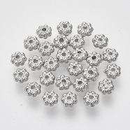 CCB Plastic Spacer Beads, Flower, Platinum, 4.5x2mm, Hole: 1mm, about 21000pcs/500g(CCB-T009-21A)