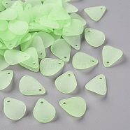 Transparent Frosted Acrylic Pendants, Petaline, Green Yellow, 17x14x2.5mm, Hole: 1.8mm, about 2330pcs/500g(MACR-S371-09A-728)