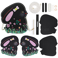 DIY Cute Rabbit-shaped Crossbody Bag Making Kits, including PU Fabric, Cotton Thread, Imitation Pearl Bag Strap and Alloy Findings, Black, Finished: 18x16x6cm(DIY-WH0304-724C)