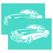Self-Adhesive Silk Screen Printing Stencil, for Painting on Wood, DIY Decoration T-Shirt Fabric, Turquoise, Car Pattern, 19.5x14cm(DIY-WH0173-001-O)