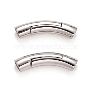 Column 304 Stainless Steel Magnetic Necklace Clasps, with Glue-in Ends, Stainless Steel Color, 39x8mm, Hole: 6mm(STAS-O035-10B)