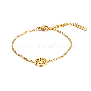 Stylish Stainless Steel Tree of Life Link Bracelet for Women's Daily Wear, Golden(LQ9537-1)