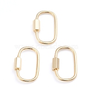 Brass Screw Carabiner Lock Charms, for Necklaces Making, Oval, Real 18K Gold Plated, 25x16x2mm, Screw: 7.5x4x4.5mm(X-ZIRC-I041-05G)