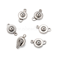 201 Stainless Steel Snap Clasps, Stainless Steel Color, 15.5x9x5mm, Hole: 1.5mm(STAS-K148-11)