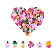 420Pcs 6 Styles Handmade Polymer Clay Beads, Cake & Ice Cream, Mixed Color, 9~10x7~10x4mm, Hole: 1.6mm, 70pcs/style(CLAY-CJ0001-48)