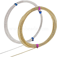 2Rolls 2 Colors Brass Wire, Textured, Round, Golden & Silver, 20 Gauge, 0.8mm, about 19.69 Feet(6m)/roll, 1 roll/color(CWIR-BC0001-37)