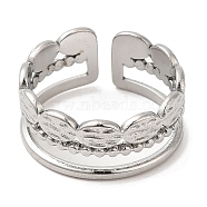 304 Stainless Steel Open Cuff Rings, Oval, Stainless Steel Color, US Size 7 1/4(17.5mm)(RJEW-K245-73P)
