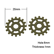 Tibetan Style Alloy Pendants, Cadmium Free & Nickel Free & Lead Free, Flat Round/Cog, Antique Bronze, 25x1mm, Hole: 6mm(TIBEB-5006-AB-FF)