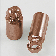Brass Cord Ends, End Caps, Nickel Free, Red Copper, 8x2.8mm, Hole: 1.5mm, 2mm inner diameter(X-KK-H731-R-NF)