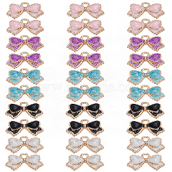 30Pcs 5 Colors Alloy Enamel Charms, Bowknot Charm, Mixed Color, 10x15.5x2.5mm, Hole: 1.6mm, 6pcs/color(ENAM-LP0001-08)