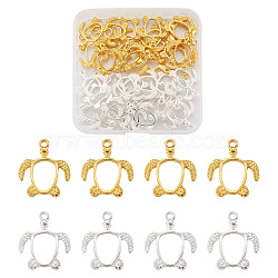40Pcs 2 Colors Alloy Open Back Bezel Pendants, For DIY UV Resin, Epoxy Resin, Pressed Flower Jewelry, Turtle, Golden & Silver, 21.5x18.5x2.5mm, Hole: 2mm, 20pcs/color(FIND-CD0001-05)