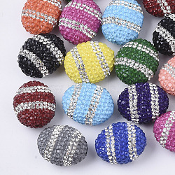Polymer Clay Rhinestone Beads, Oval, Mixed Color, PP11(1.7~1.8mm), 22~23x18~19x12mm, Hole: 1.4mm(RB-N051-001)