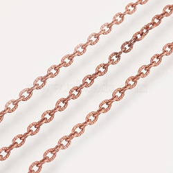 Iron Textured Cable Chains, Unwelded, with Spool, Red Copper, 4.2x3x0.8mm, about 328.08 Feet(100m)/roll(CH-0.8YHSZ-R)