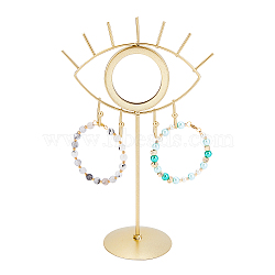 Nbeads Iron Tabletop Detachable Jewelry Stand with Eye Shaped Vanity Mirror, Earring Necklace Bracelet Jewelry Display, for Woman Girls, Golden, 7.7x16.5x24.5cm(BDIS-NB0001-05)