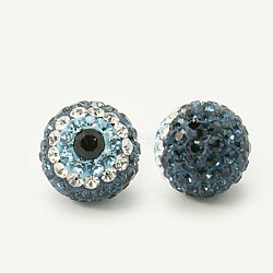 Austrian Crystal Beads, Pave Ball Beads, with Polymer Clay inside, Round, Evil Eye, 207_Montana, 12mm, Hole: 1mm(SWARJ-J033-12mm-A01)