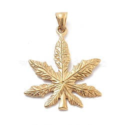 PVD Vacuum Plating 304 Stainless Steel Pendants, Pot Leaf/Hemp Leaf Shape, Golden, 47x39x2.5mm, Hole: 9x5mm(STAS-E058-23G-1)