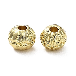Rack Plating Alloy Beads, Long-Lasting Plated, Lead Free & Cadmium Free, Textured, Round, Real 18K Gold Plated, 6x5mm, Hole: 2mm(PALLOY-D024-06G)