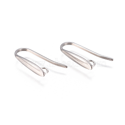 304 Stainless Steel Earring Hooks, with Horizontal Loop, Stainless Steel Color, 19x3mm, Hole: 2.5mm, Pin: 0.7x1mm(X-STAS-F227-23-P)