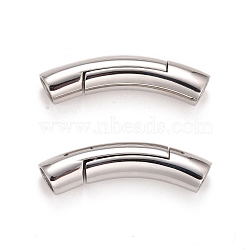 Column 304 Stainless Steel Magnetic Necklace Clasps, with Glue-in Ends, Stainless Steel Color, 39x8mm, Hole: 6mm(STAS-O035-10B)