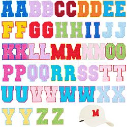 Alphabet Towel Embroidery Style Cloth Iron on/Sew on Patches, Appliques, for Clothes, Dress, Hat, Jeans, DIY Decorations, Mixed Color, 69~71x30~76x3mm, 26pcs/set(DIY-WH0308-183)