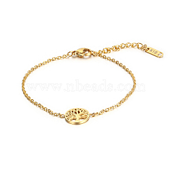 Stylish Stainless Steel Tree of Life Link Bracelet for Women's Daily Wear, Golden(LQ9537-1)