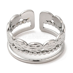 Non-Tarnish 304 Stainless Steel Open Cuff Rings, Oval, Stainless Steel Color, US Size 7 1/4(17.5mm)(RJEW-K245-73P)
