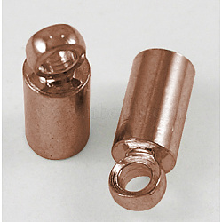 Brass Cord Ends, End Caps, Nickel Free, Red Copper, 8x2.8mm, Hole: 1.5mm, 2mm inner diameter(X-KK-H731-R-NF)
